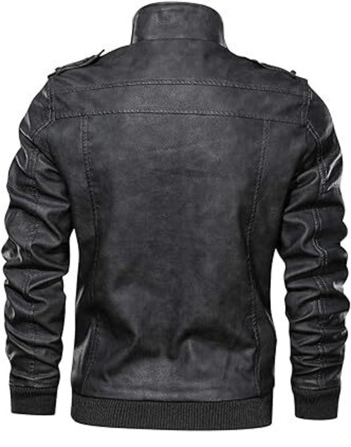 Men’s Motorcycle Bomber Jacket With a Removable Hood - PINESMAX