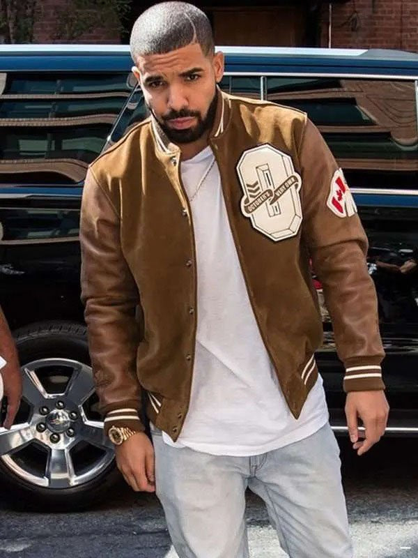 Drake Brown Varsity Style Bomber Jacket