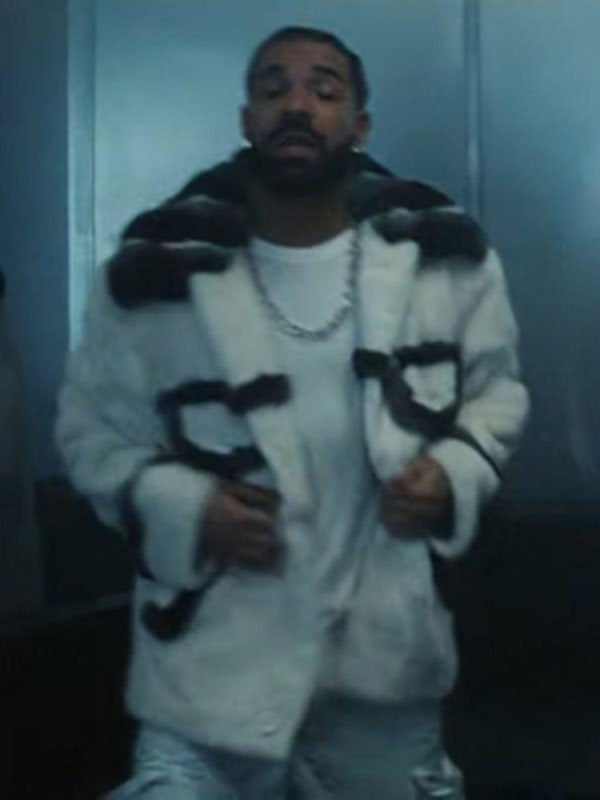 Drake First Person Shooter White Fur Jacket