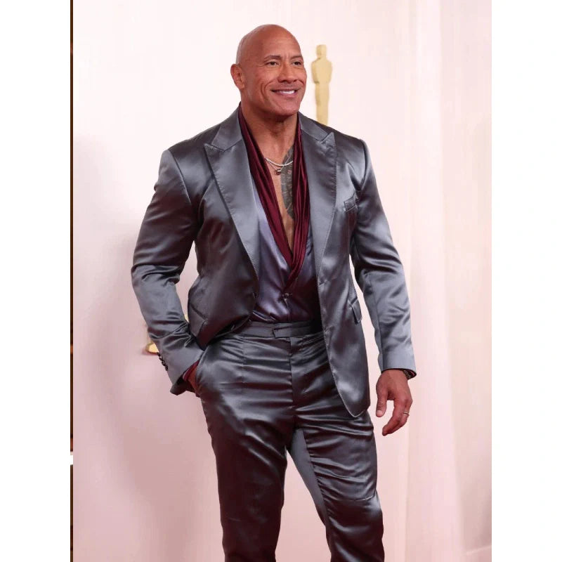 Dwayne Johnson Oscar 2024 Silver Metallic Suit