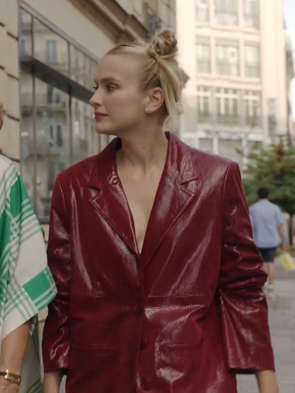 Camille Emily In Paris Season 3 Leather Maroon Blazer