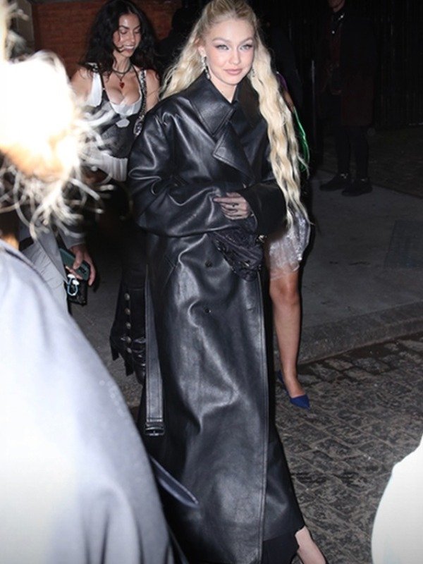 Gigi Hadid Met Gala 2023 Black Leather Coat