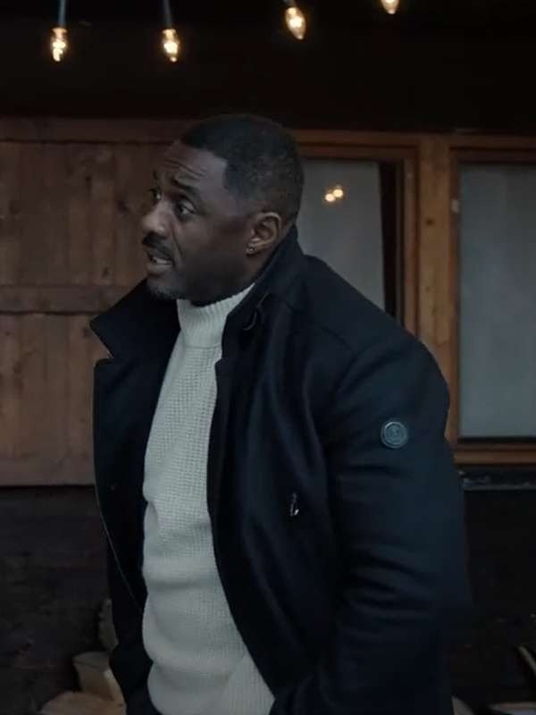 Extraction 2 Idris Elba 2023 Black Wool Coat - PINESMAX