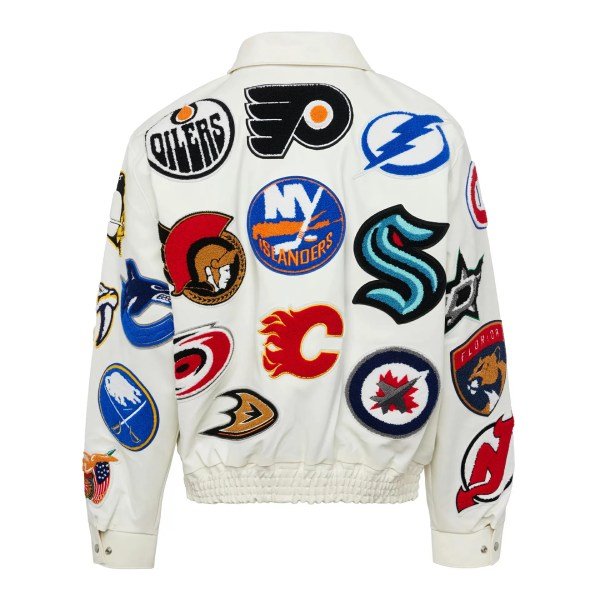 NHL Collage Jeff Hamilton White Leather Jacket - PINESMAX