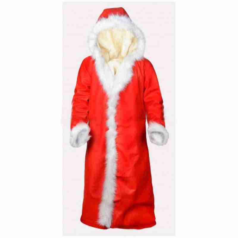 Santa Claus Christmas Costume Red Hooded Coat - PINESMAX