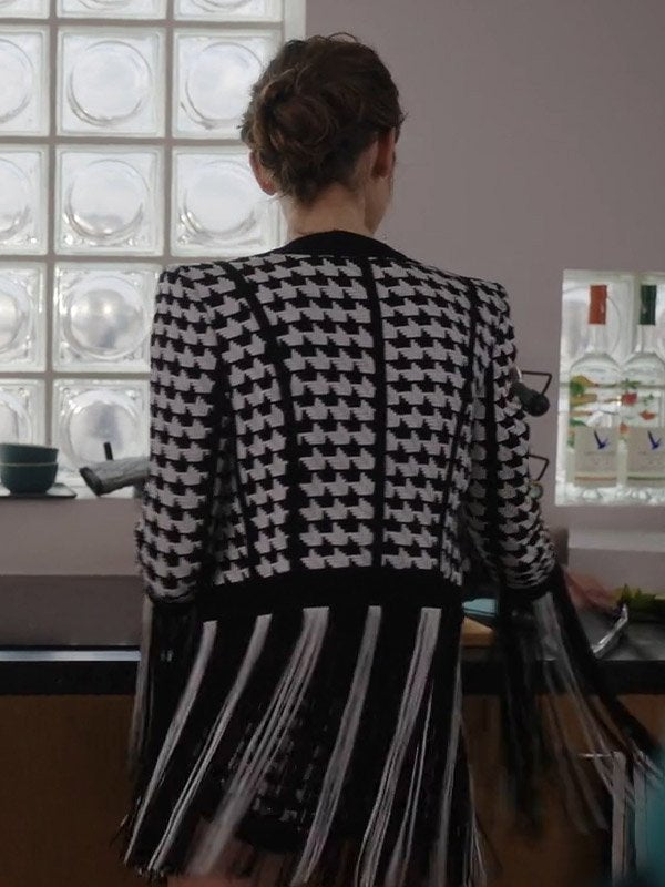 Lily Collins Emily In Paris Season 3 Houndstooth Jacket