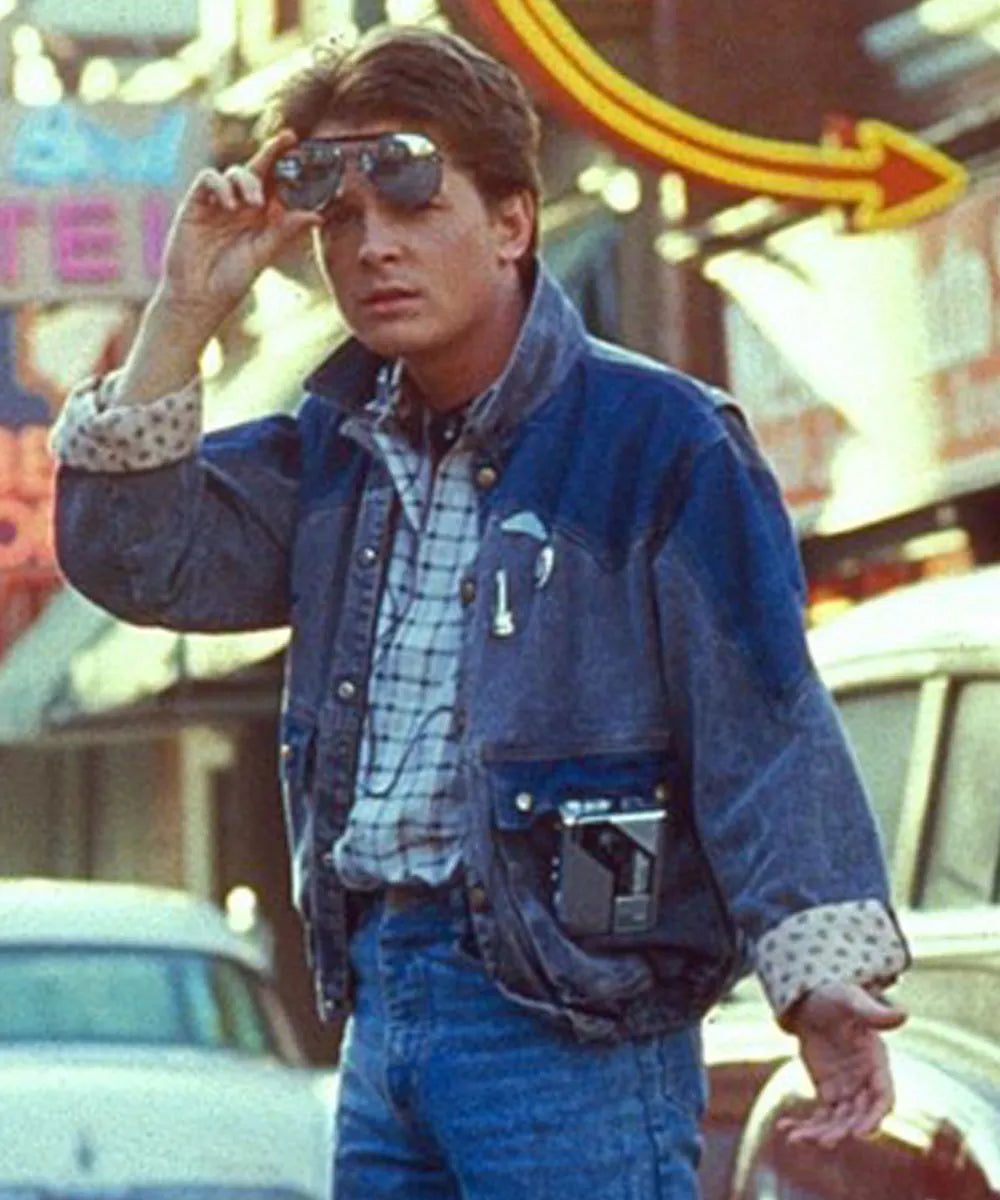 Marty Mcfly Back To The Future Denim Jacket - PINESMAX