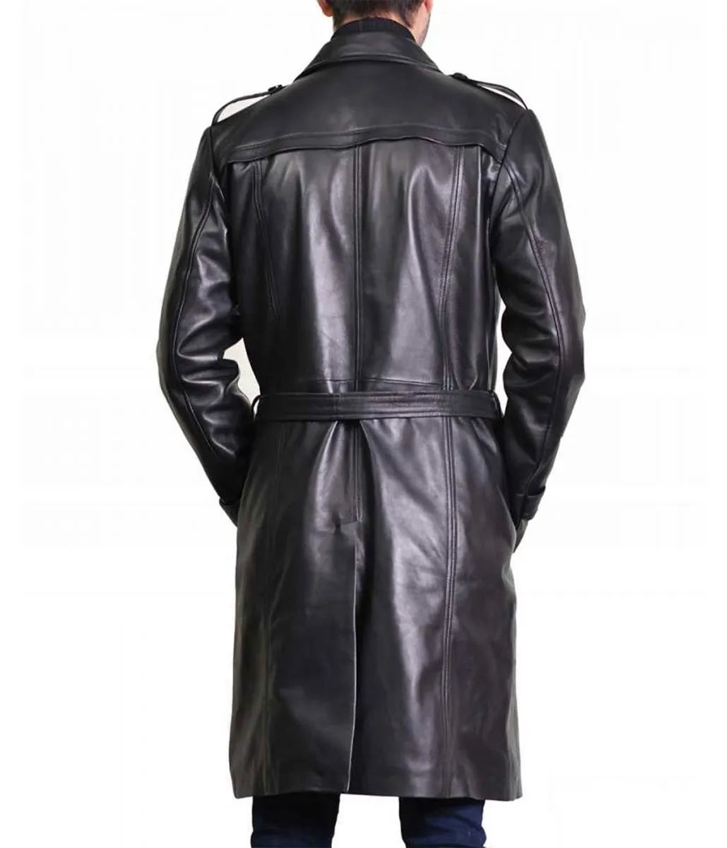 Elon Musk Belted Leather Coat - PINESMAX