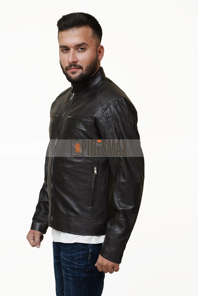 Dodge Men Biker Stylish Leather Jacket - PINESMAX