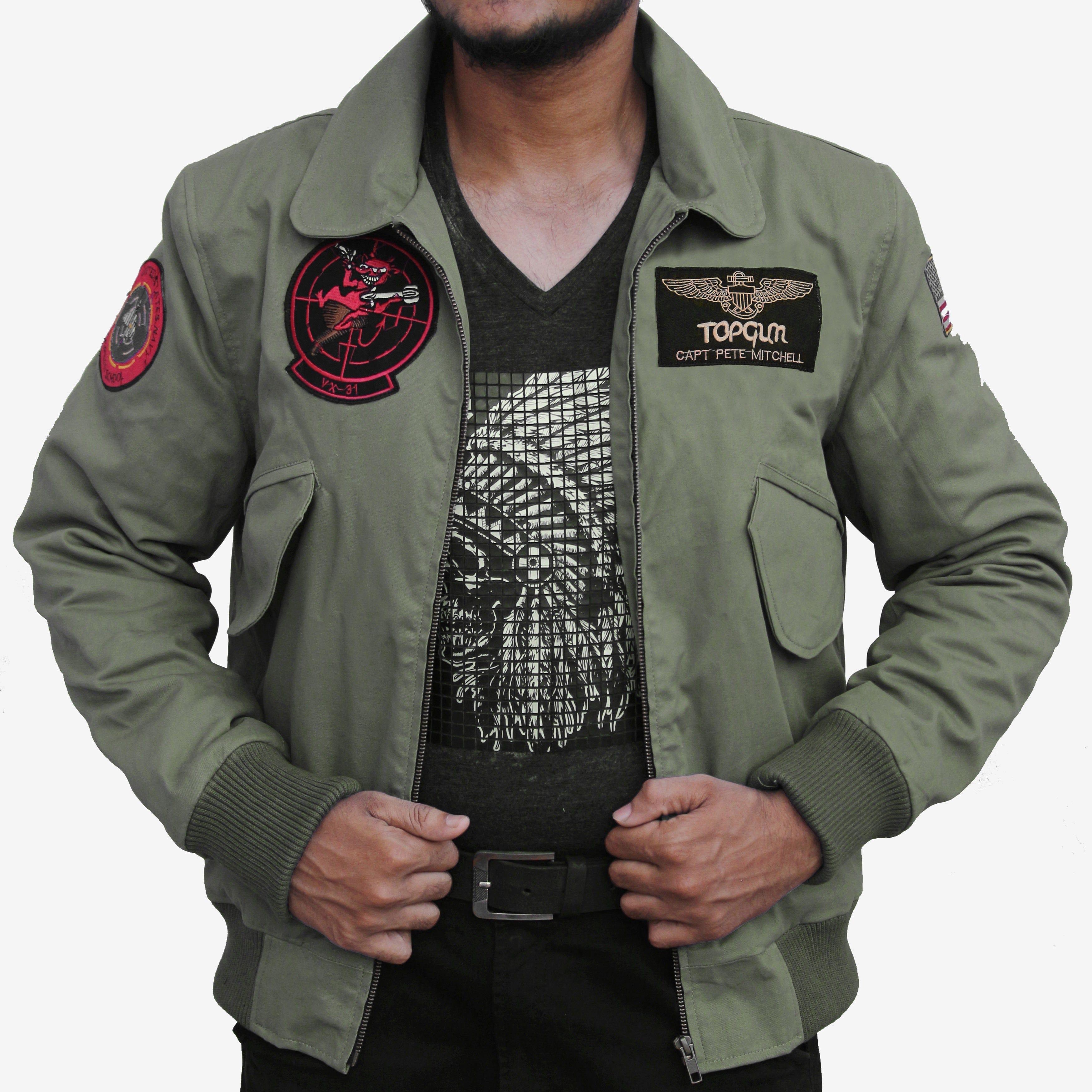 Maverick Tom Cruise Top Gun Leather Jacket with Patches - Jackets