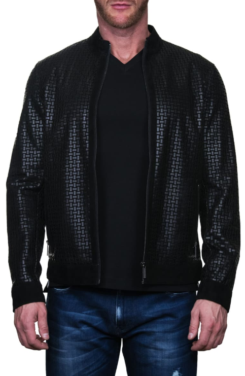 Mosaic Black Leather Jacket - PINESMAX