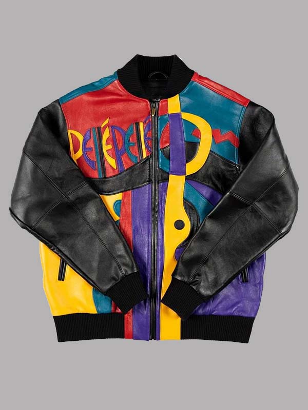 Picasso Plush Leather Bomber Jacket - PINESMAX
