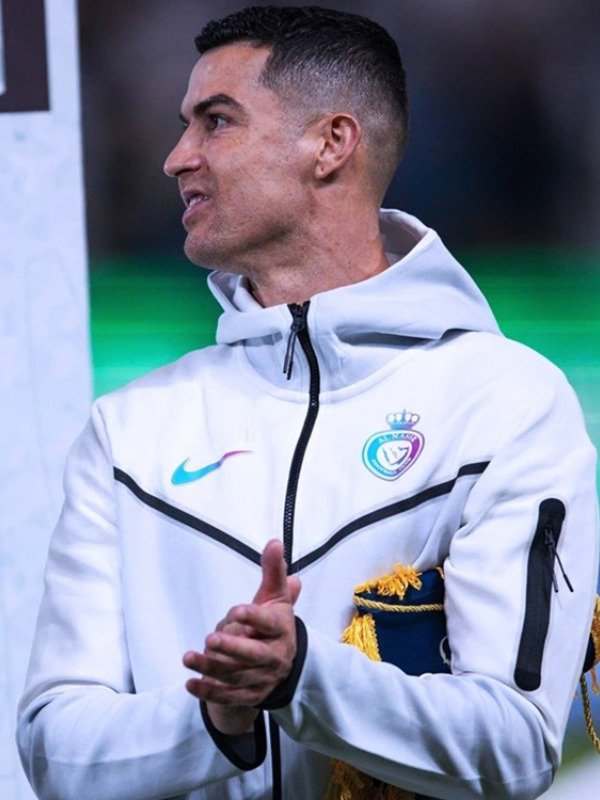 Al Nassr Tech Cristiano Ronaldo White Hooded Tracksuit
