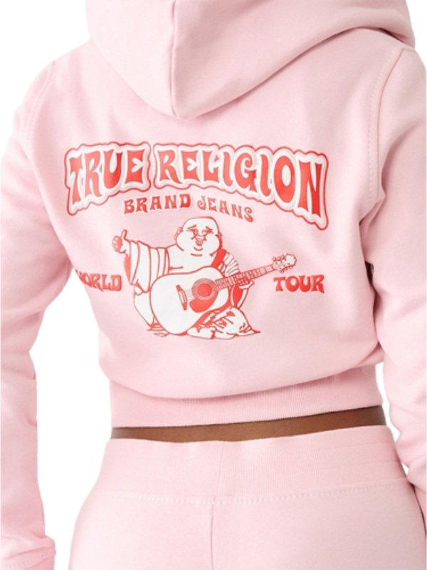 True Religion Big T Logo Crop Hoodie - PINESMAX
