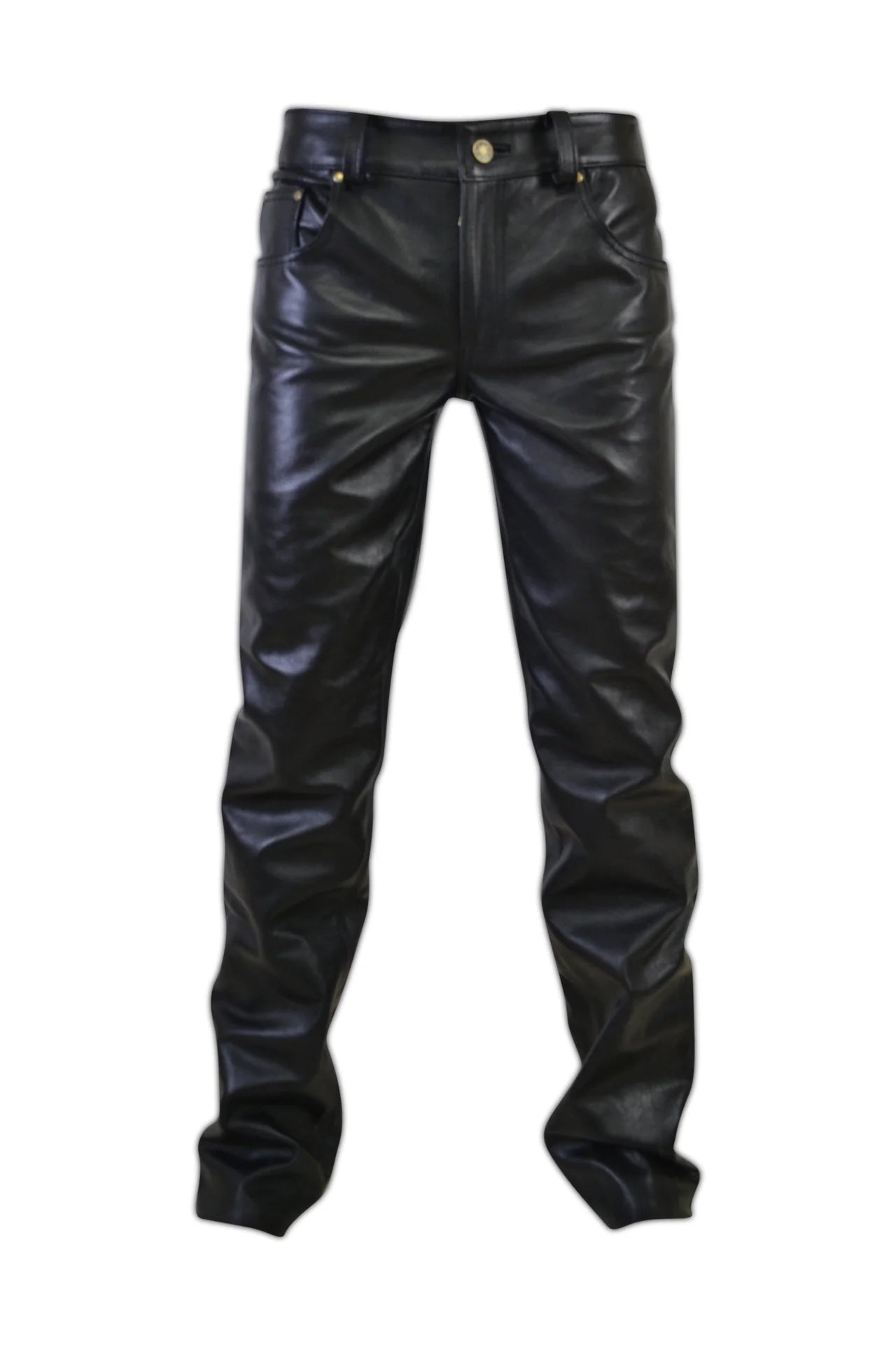 Jeans Style Leather Pant With 5 Pockets - PINESMAX