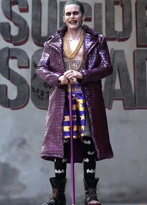 Suicide Squad Joker Purple Leather Coat - PINESMAX