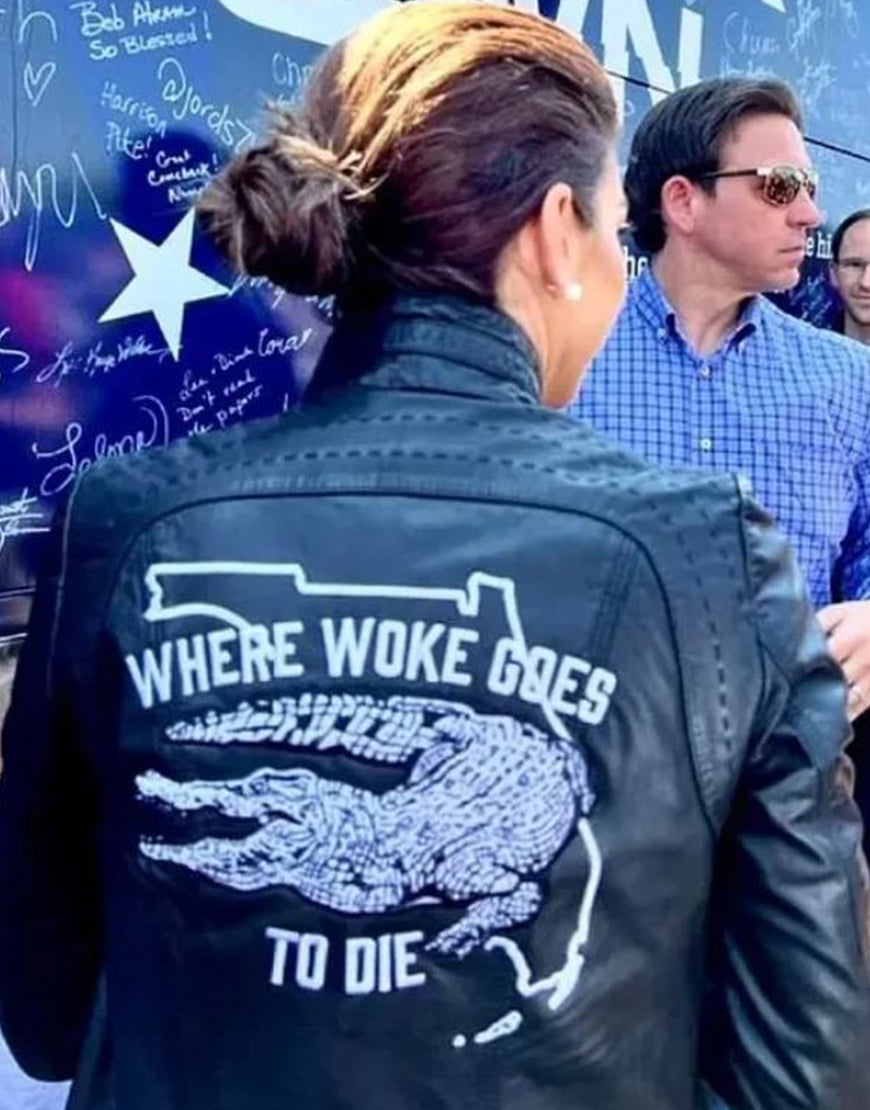 Casey DeSantis Where Woke Goes to Die Leather Jacket - PINESMAX