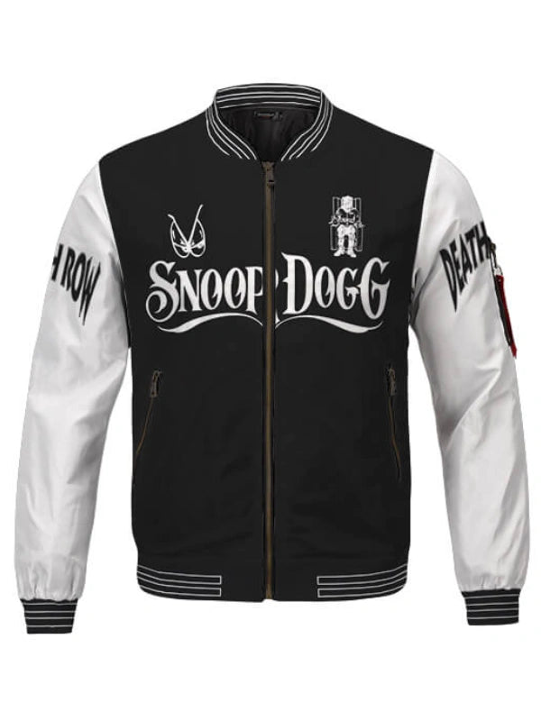 Death Row Records Snoop Dogg Black Varsity Jacket - PINESMAX