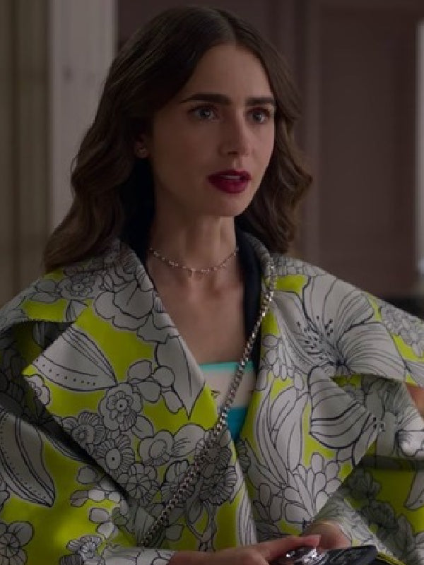 Emily in Paris Season 2 Lily Collins Yellow Floral Jacket