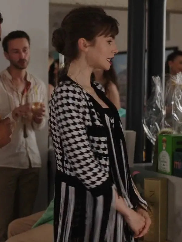 Emily In Paris Season 3 Lily Collins Houndstooth Jacket