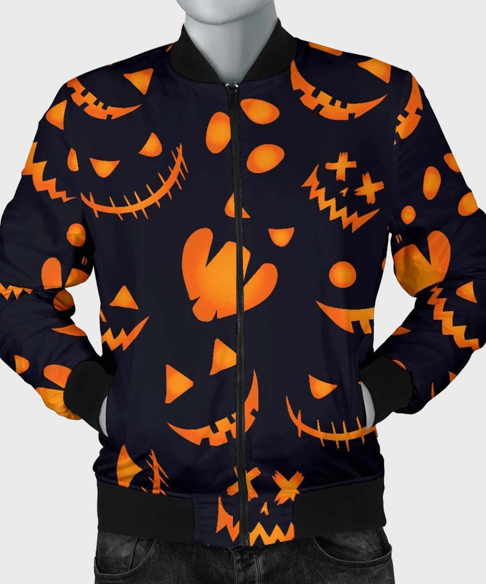 Halloween Pumpkins Pattern Cotton Jacket - PINESMAX