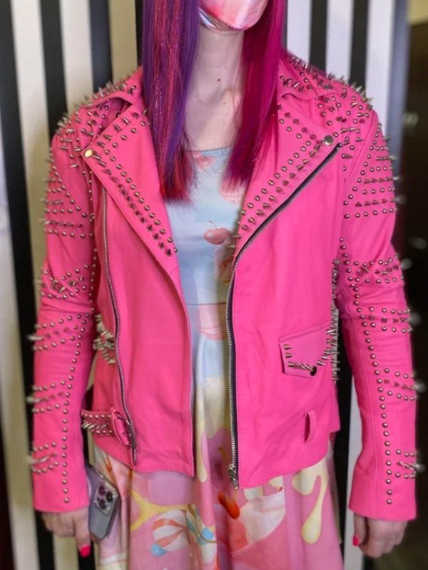 Hello Kitty Motorcycle Pink Leather Jacket - PINESMAX