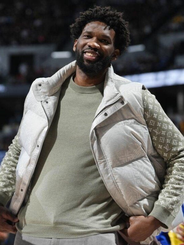 Joel Embiid Basketball Game Player White Puffer Vest
