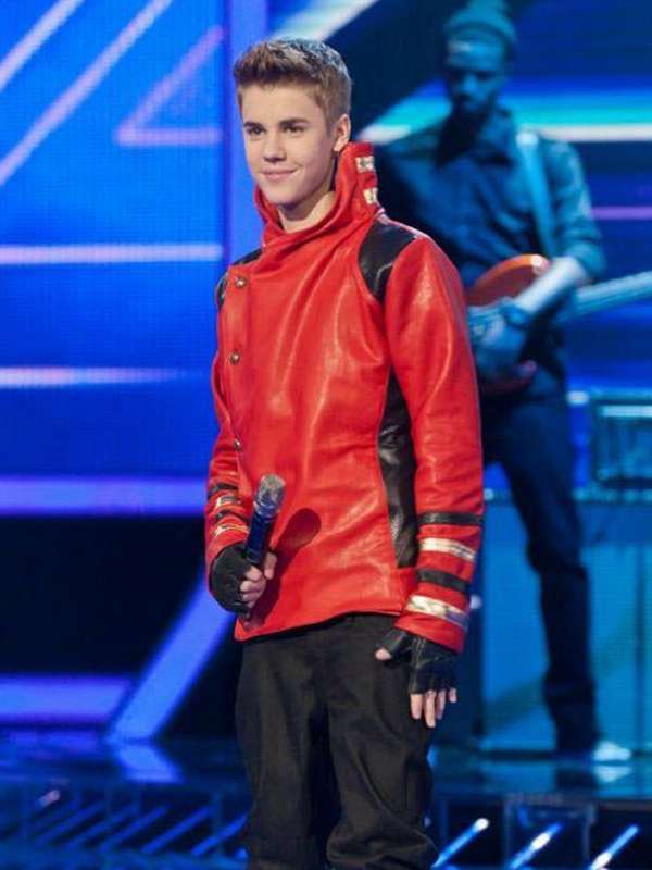 Justin Bieber Concert Red Leather Jacket - PINESMAX
