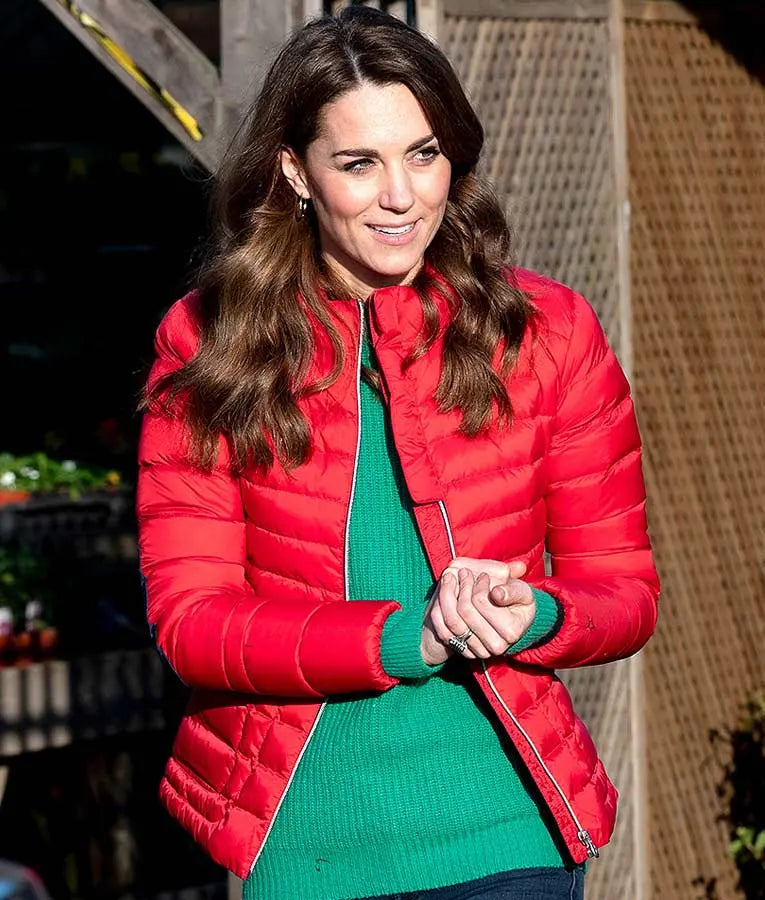 Kate Middleton Red Puffer Jacket - PINESMAX