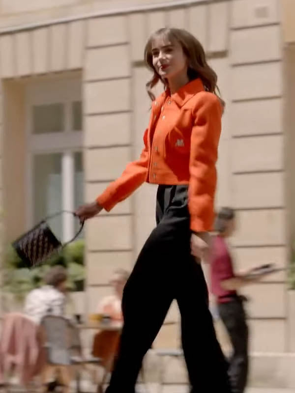 Lily Collins Emily in Paris Season 3 Emily Cooper Orange Jacket