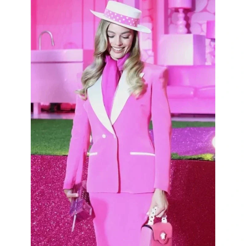 Barbie 2023 Margot Robbie Pink Blazer - PINESMAX