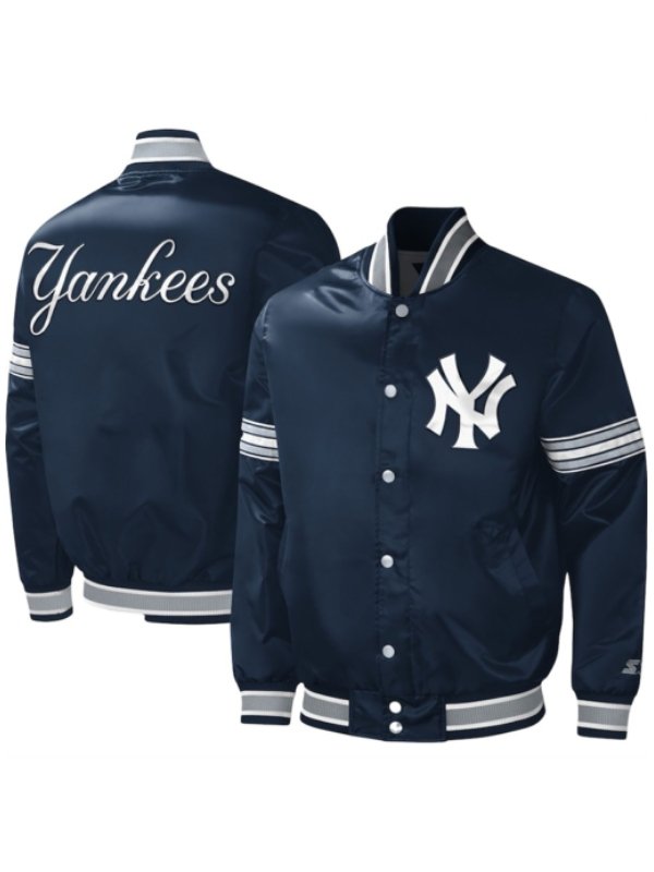 Yankees New York Satin Blue Baseball Jacket