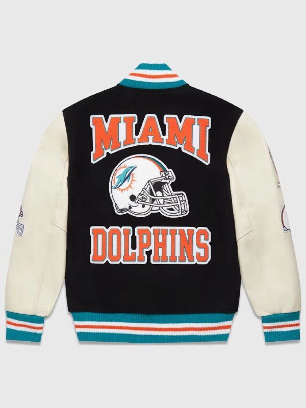 OVO x NFL Miami Dolphins Go Fins Varsity Jacket Black