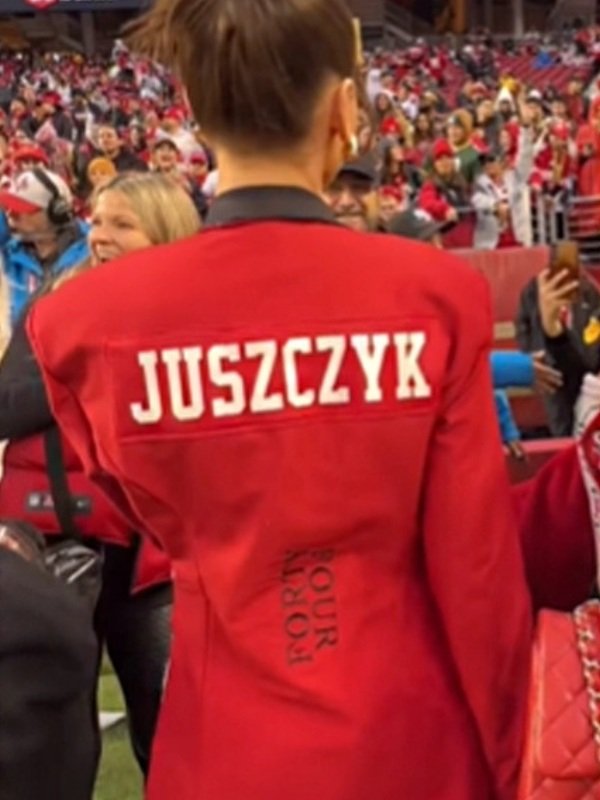 Kristin Juszczyk 49ers Red Printed Blazer