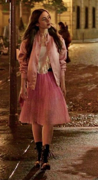Emily Cooper Emily In Paris Lily Collins Pink Satin Jacket