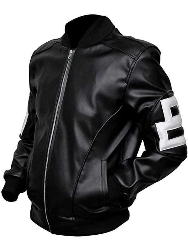 8 Ball Logo Black Leather Jacket - PINESMAX