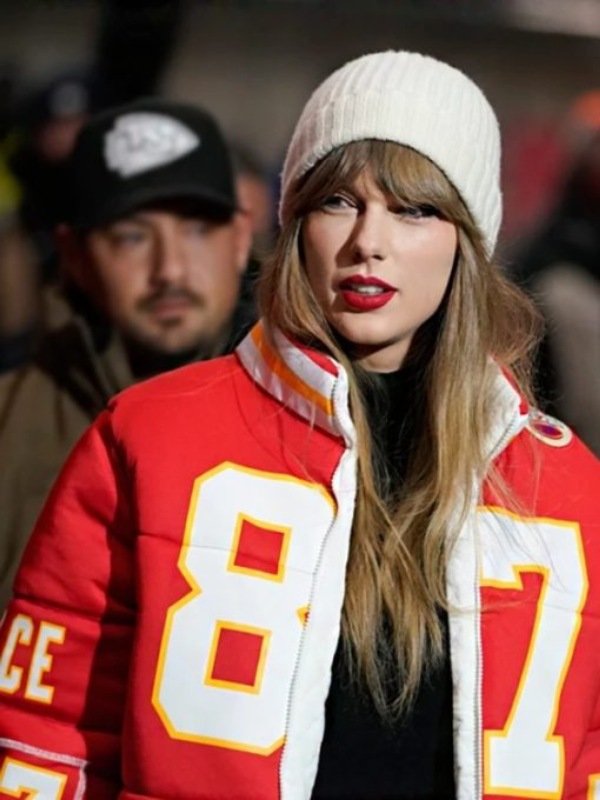 Taylor Swift Kelce 87 Red Puffer Coat