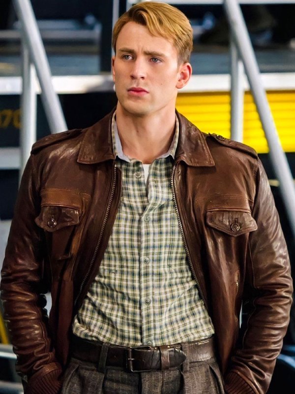 Captain America Avengers Chris Evans Brown Jacket