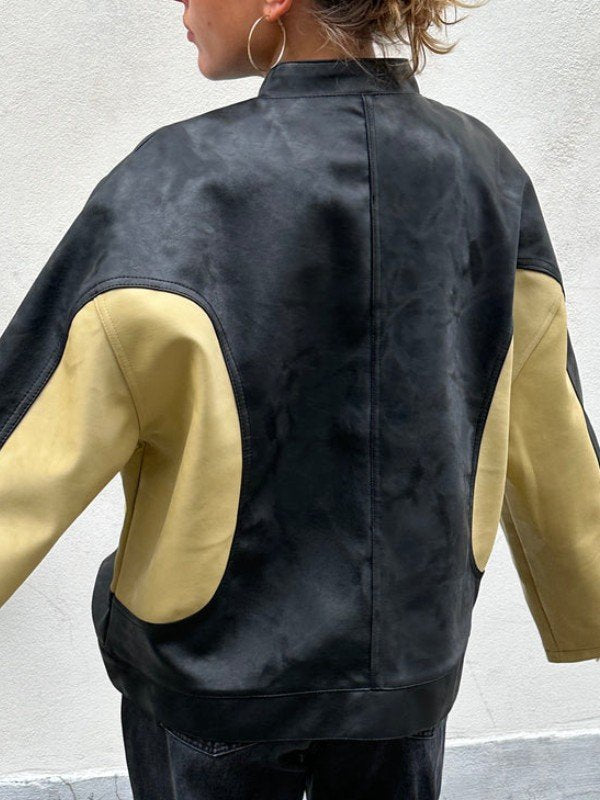 The Room Antwerp Black & Yellow Oversize Leather Jacket