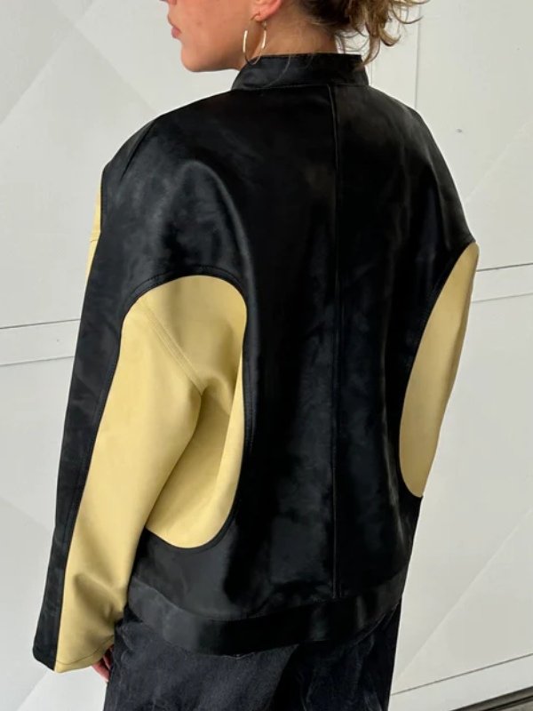 The Room Antwerp Black & Yellow Oversize Leather Jacket
