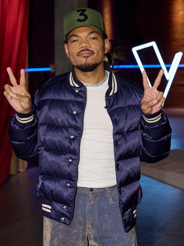 The Voice Season 25 Chance the Rapper Blue Quilted Jacket