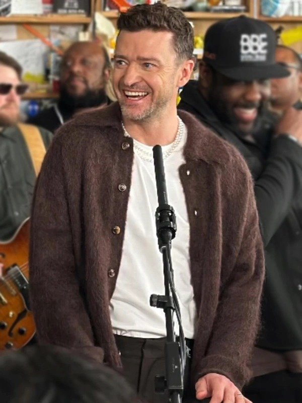 Justin Timberlake Brown Wool Jacket