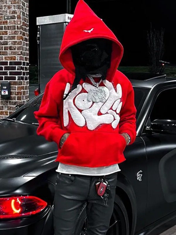 Y2k Kozy Red Pullover Hoodie - PINESMAX