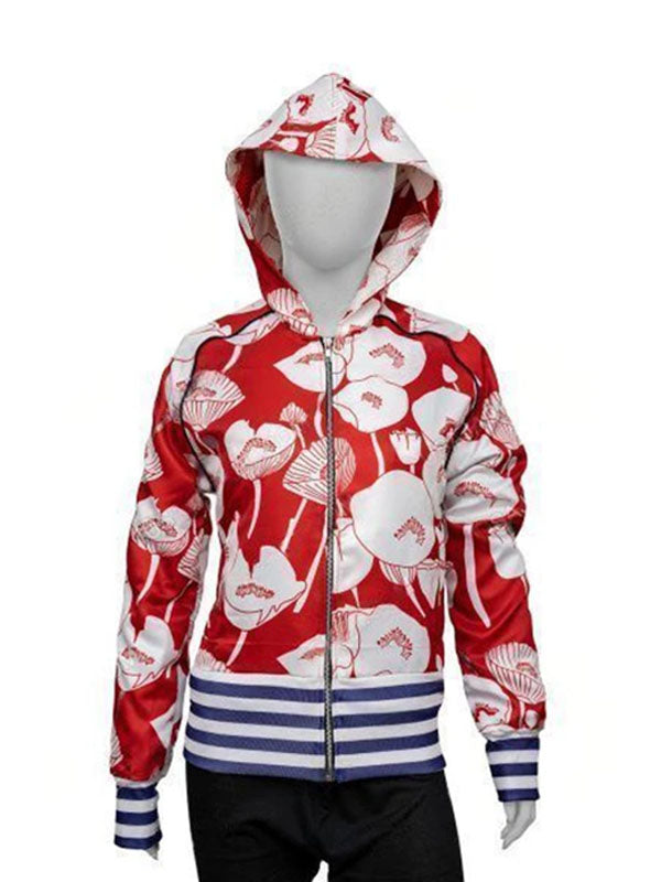 I Love America Lisa Floral Printed Hooded Jacket - PINESMAX