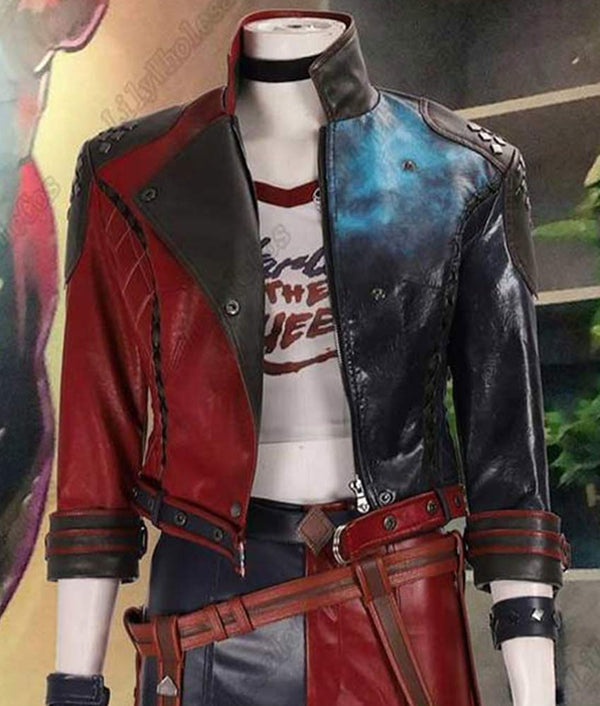 Suicide Squad Kill The Justice League Harley Quinn Leather Jacket - PINESMAX