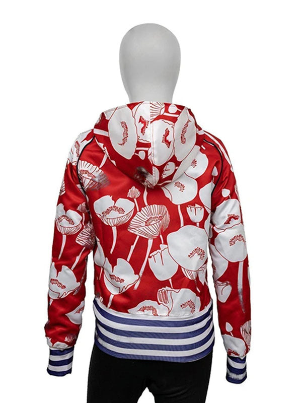 I Love America Lisa Floral Printed Hooded Jacket - PINESMAX