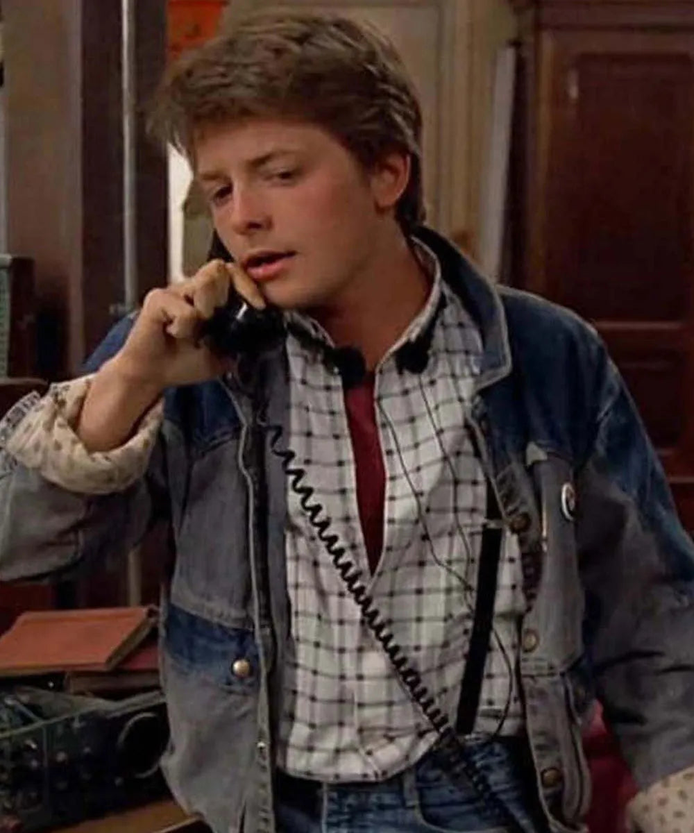 Marty Mcfly Back To The Future Denim Jacket - PINESMAX