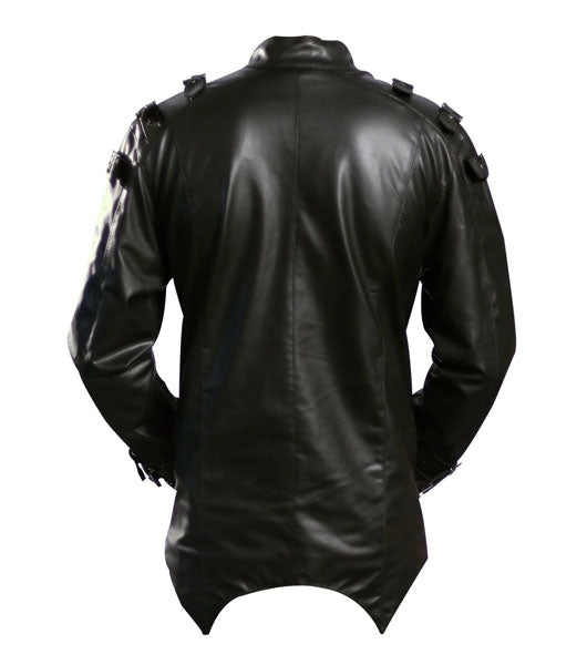 Black Leather Coat For Halloween - PINESMAX