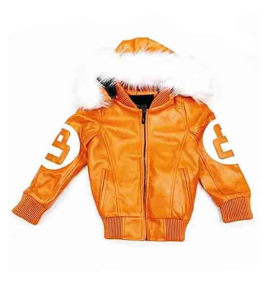 Mens 8 Ball Orange Parka Fur Hooded Jacket - PINESMAX