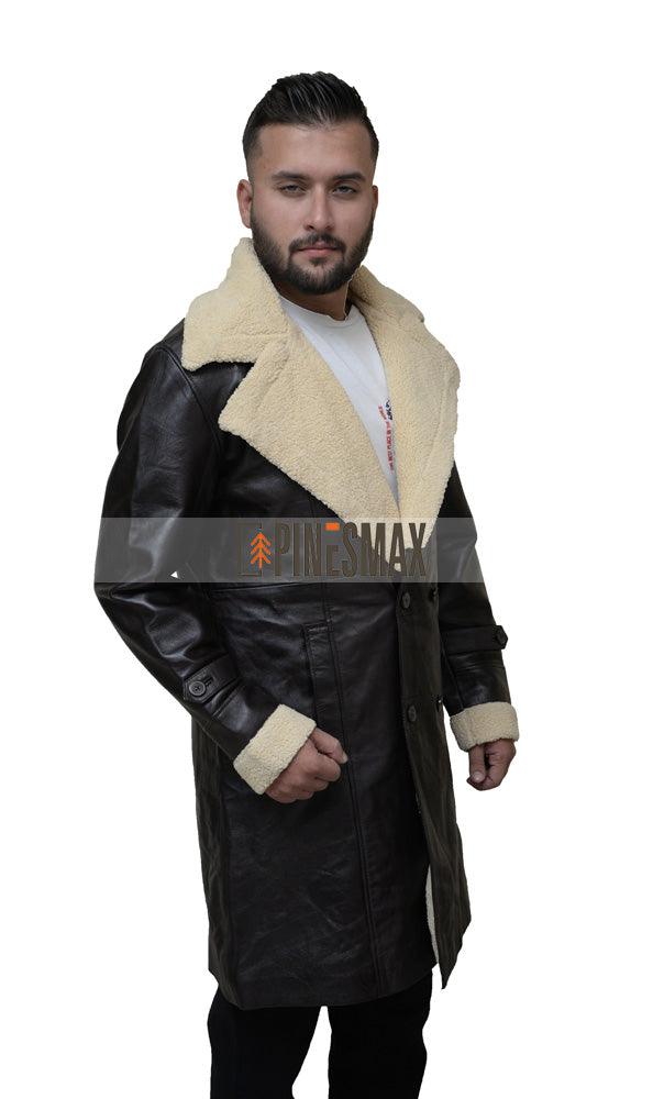 Mitchel Mens Brown Shearling Stylish Leather Coat - PINESMAX